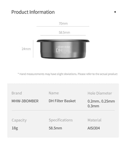MHW-3BOMBER DH Espresso Sepeti 58.5 mm - 18 gr