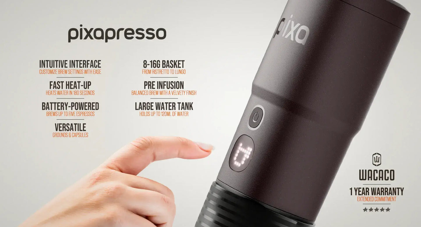 Wacaco Pixapresso Kırmızı- Şarj Edilebilir Pilli Taşınabilir Espresso Makinesi